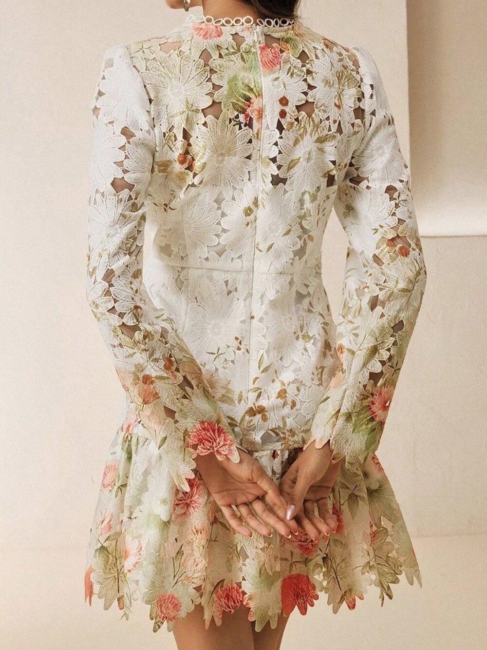 Multicolor Vintage Women's Elegant Floral Mini Dress - Picture 2 of 7